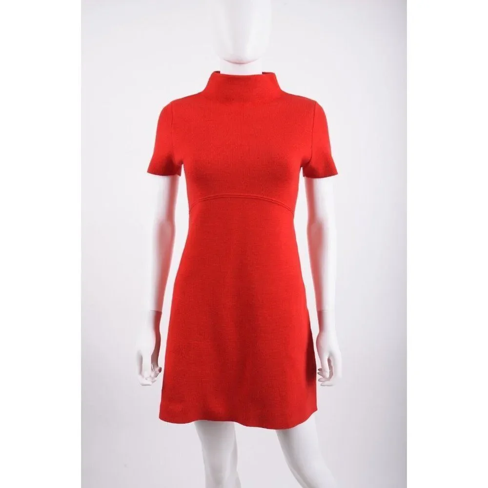 Zara Womens Knit Mini Dress S Red High Neck Short sleeved 6873/106 NWT